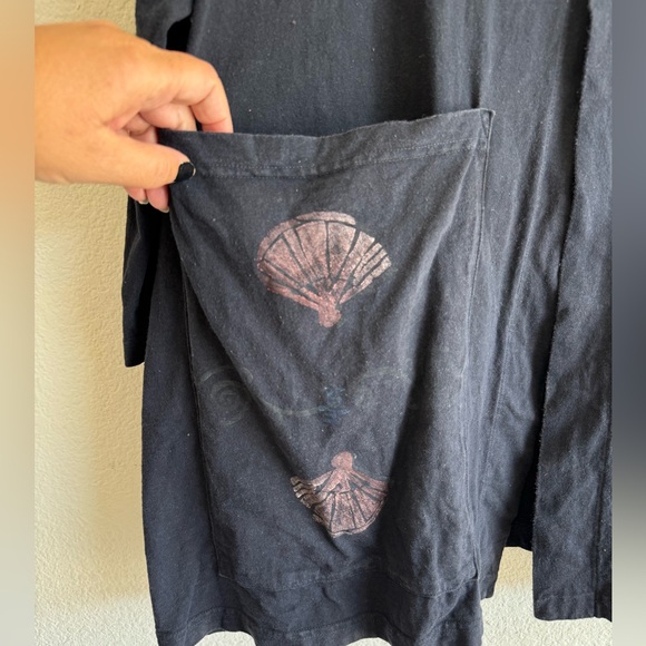 BLUE FISH Lagenlook  Airy Cotton Tie-Back Tunic Top Cover Pockets - Picture 5 of 12